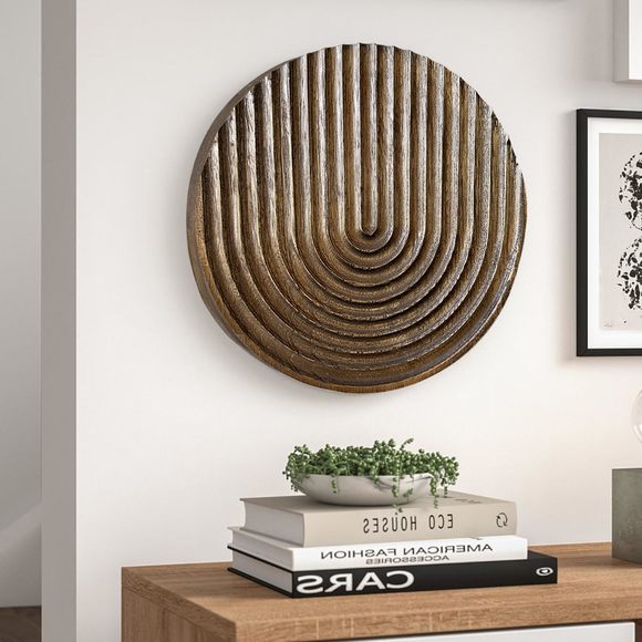 Hand-carved Round Art Decor For Home And Living Room Wall Simple Wooden🥸 - Picture 4 of 6